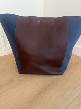 Celine Brown and Blue Two-Tone Leather Tote